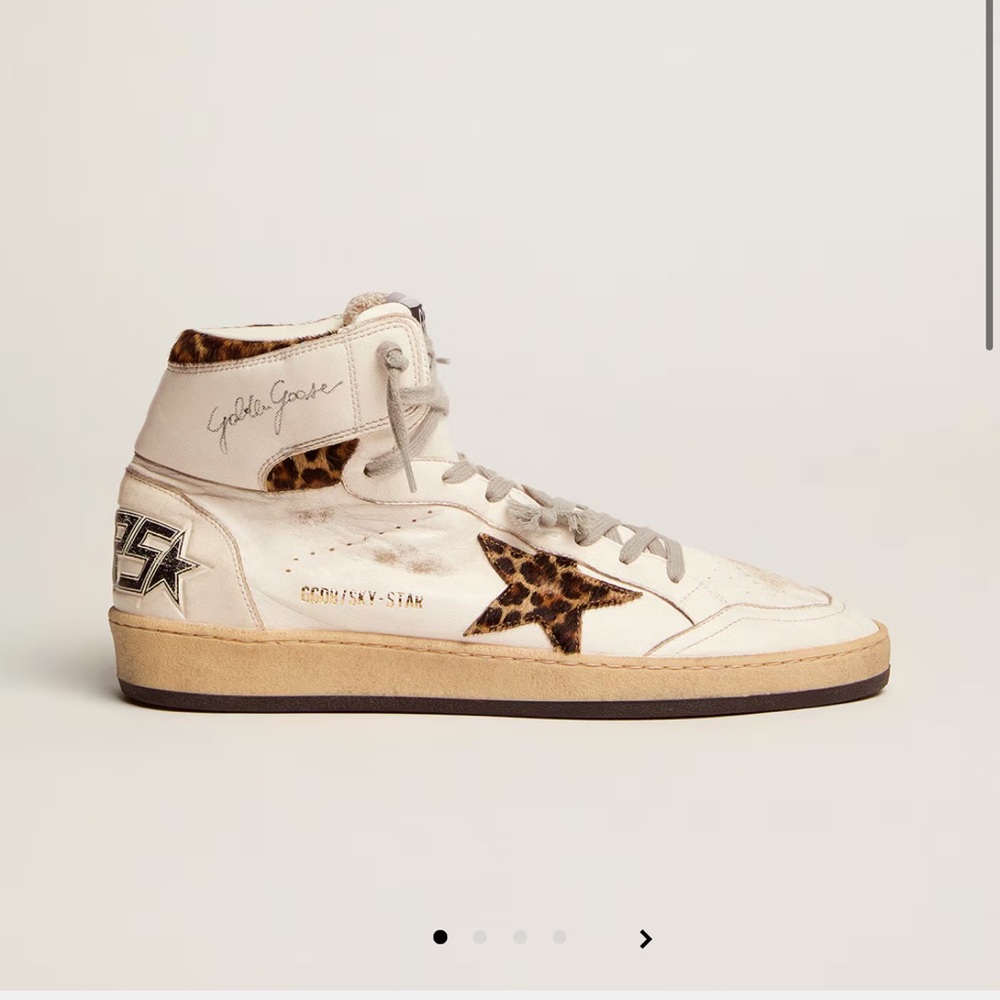 Golden Goose Women's Cream Leopard Star Sneakers